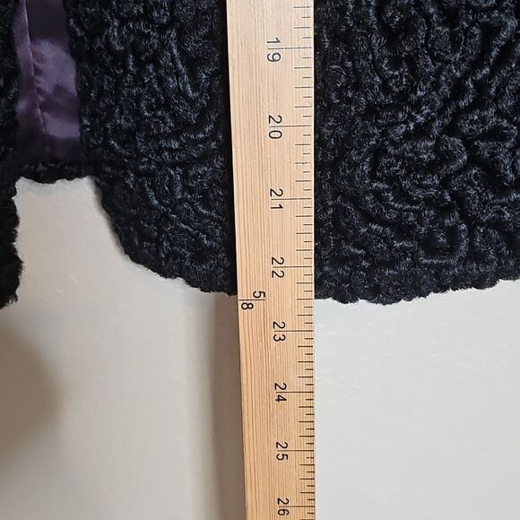 True Vintage Persian Lamb Wool Black Short Coat W Real Fur Collar 1950s 1960s - Picture 11 of 14